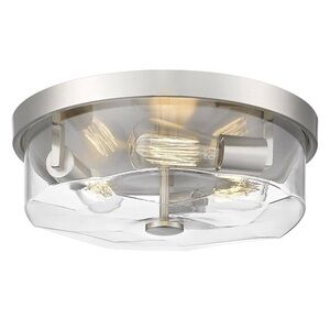Luminzone 3 Light Clear Glass Brushed Nickel Flush Mount Ceiling Light. New